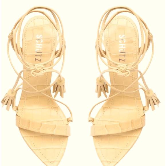 NEW! SCHUTZ Melissa Crocodile-embossed Leather Heels 9.5 - Picture 3 of 5